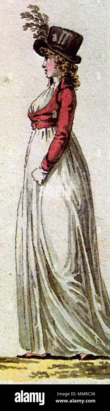 . Robe courte de jour avec 'spencer' veste, ca. 1798, pour une gravure de mode gravure (à être publié à Vienne ?). . Vers 1798. 1798-spencer-sketch Banque D'Images