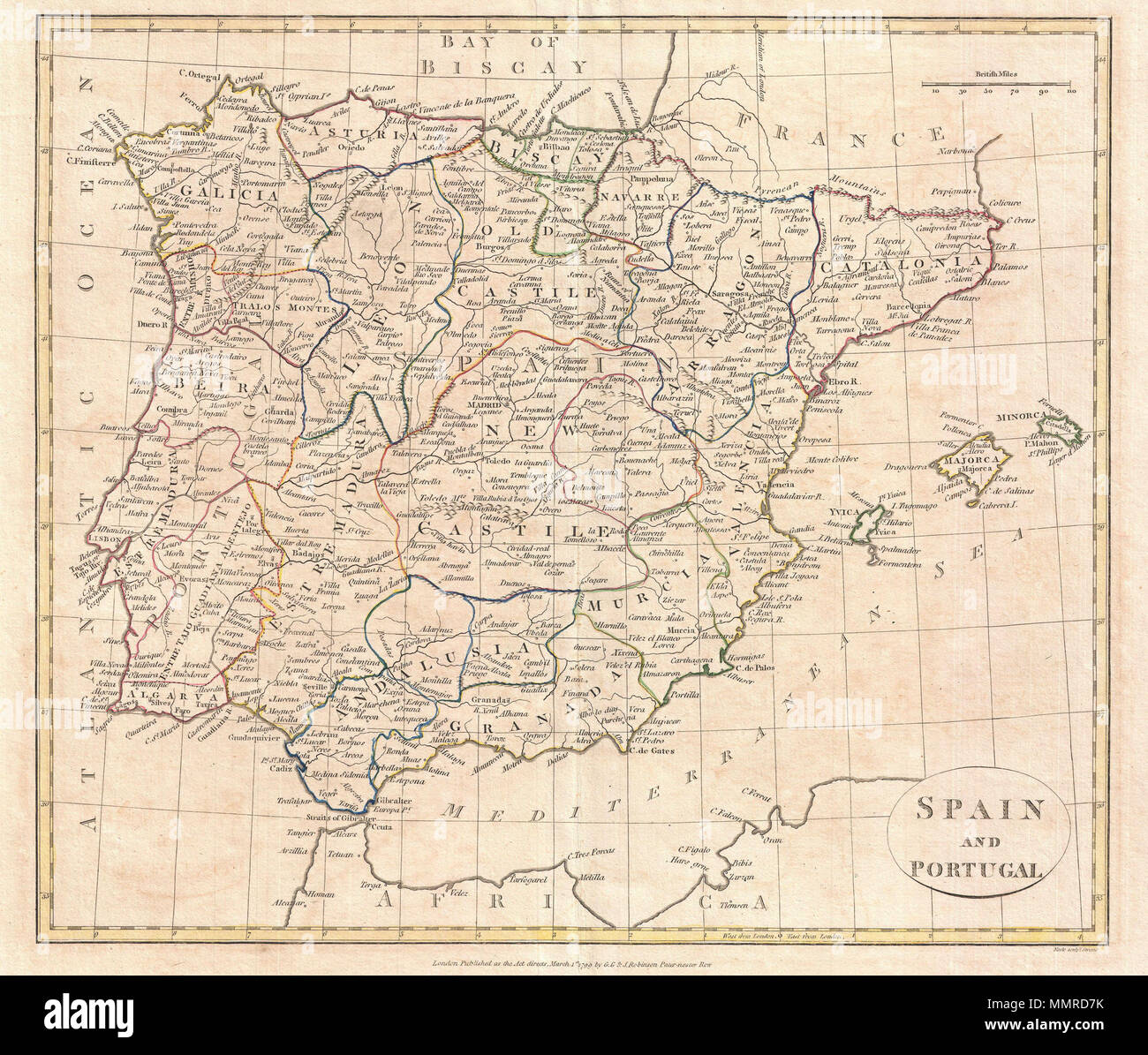 Anglais Une Amende 1799 Carte De L Espagne Et Du Portugal Par Les Anglais Site Publisher Clement Cruttwell La Carte Montre Les Provinces A Ce Moment Y Compris Les Iles De