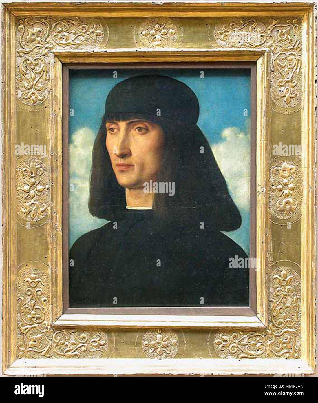 . Italiano : Giovanni Bellini - Ritratto viril H. : 0,32 m.  ; L. : 0,25 m. - Olio su tavola vers 1490 - 1495 Musée du Louvre - Paris . 22 octobre 2014, 12:45:25. Giovanni Bellini (vers 1430-1516) Noms alternatifs Giambellino Italien Description peintre, dessinateur, architecte et designer Date de naissance/décès vers 1430 29 novembre 1516 / 1516 Lieu de naissance/décès Venise période de travail entre 1455 et 1516 circa circa lieu de travail (entre Venise vers 1455 et vers 1516), Padoue (1460), Pesaro (1488-1489) contrôle d'autorité : Q17169 : VIAF ?100161245 ?ISNI : 0000 0001 1453 2217 U Banque D'Images