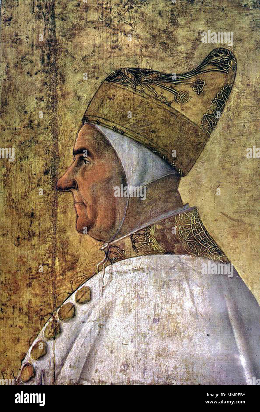 Portrait du Doge Giovanni Mocenigo. circa 1480. Gentile Bellini, 1480 Portrait du Doge Giovanni Mocenigo tempera sur toile, Museo Correr, Venise - avant restauration Banque D'Images