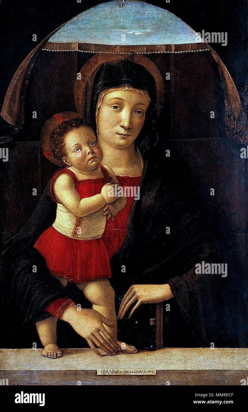 . Giovanni Bellini, Vierge à l'enfant Tempera sur bois, 47 x 24 cm Museo Civico, Джованни Беллини Malaspina de Pavie. Младенцем Мадонна с. 1450-55 Городской музей (Пинакотека Павия Маласпина), Vierge à l'enfant. vers 1460. Giovanni Bellini, Madonna col bambino pavia Banque D'Images