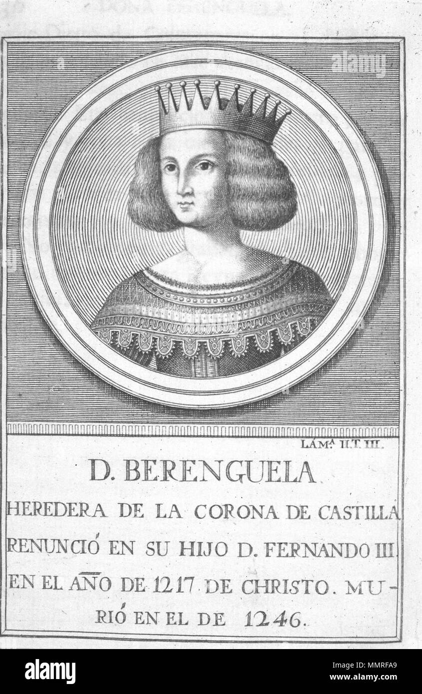 . Español : Berenguela, La Grande. Reina de Castilla[1] en 1217 y reina de León locations entre 1197 y 1204. . 1788[1]. Manuel Mariano Rodríguez (1729-1802)[2] Berenguela Banque D'Images