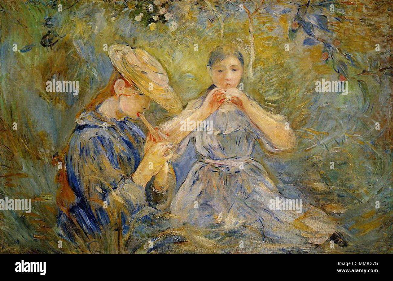 Français : Le Flageolot français : Le joueur de flûte . 1890. Berthe Morisot - Le joueur de flûte Banque D'Images