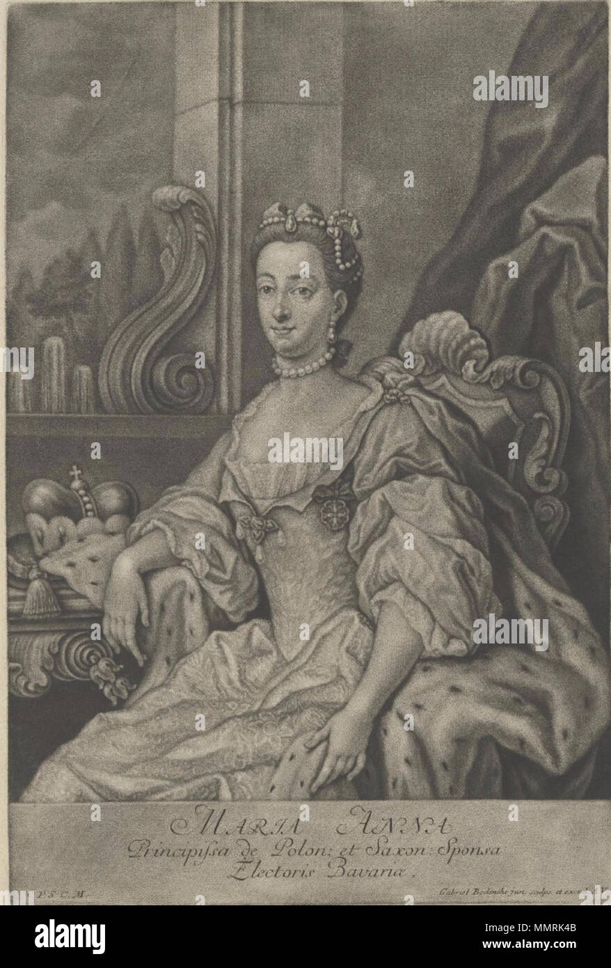 . Anglais : Portrait of Maria Anna Sophia de Saxe (1728-1797), électrice de Bavière . circa 1747-1760. Bodenehr - Maria Anna, l'électrice de Bavière Banque D'Images
