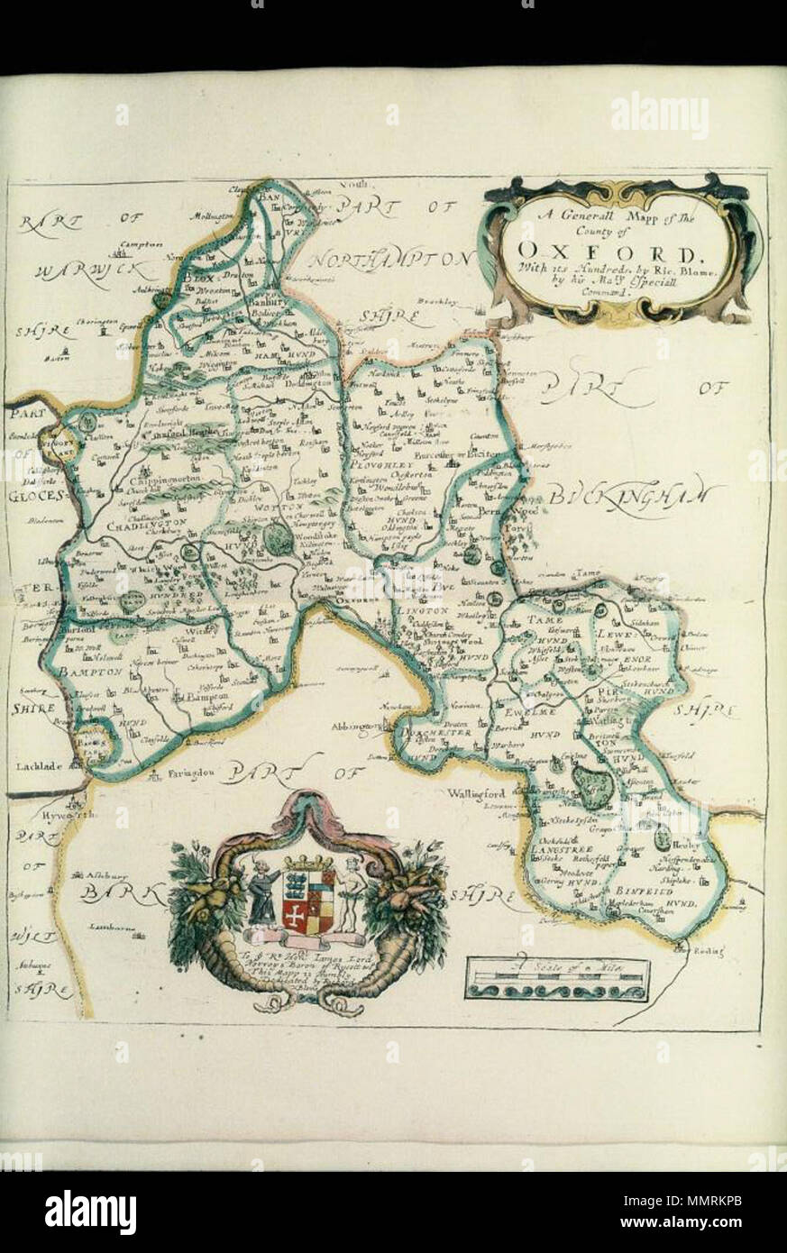 . Carte de l'Oxfordshire dans Richard Blome, Britannia. Un Mapp Generall du comté d'Oxford. 1673. Les bibliothèques Bodleian, UN Mapp Generall du comté d'Oxford Banque D'Images