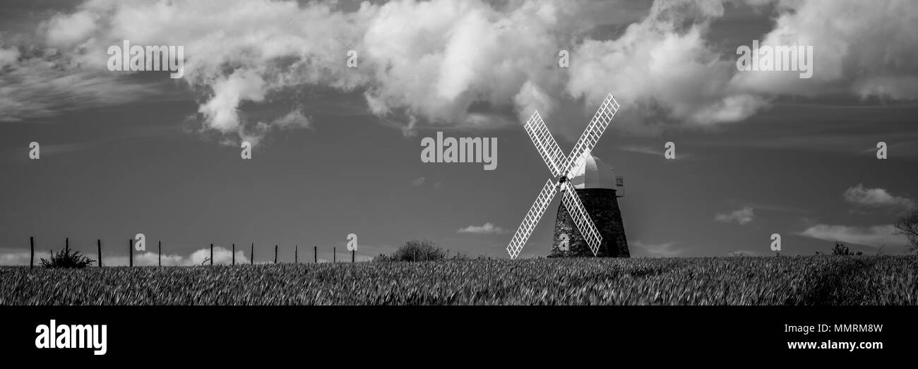 Noir et blanc de Halnaker Windmill Banque D'Images