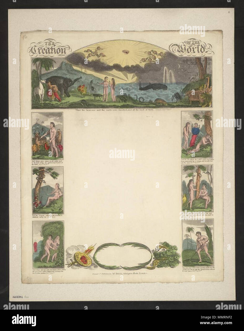 . Vide écrit intitulé La création du monde ; citations bibliques avec des légendes ; contient des annotations en haut à gauche : '1/6' ; Ainsi furent achevés les cieux et la terre, et toute leur armée ; et Adam donna des noms à tout le bétail, aux oiseaux du ciel, et à tous les animaux des champs, et la côte, que l'Éternel Dieu avait prise de l'homme, il a une femme et l'amena vers l'homme ; et le serpent dit à la femme : Vous ne mourrez point ; elle prit de son fruit, et en mangea, et en donna aussi à son mari auprès d'elle, et il mangea ; et l'homme et sa femme se cachèrent loin de la pre Banque D'Images