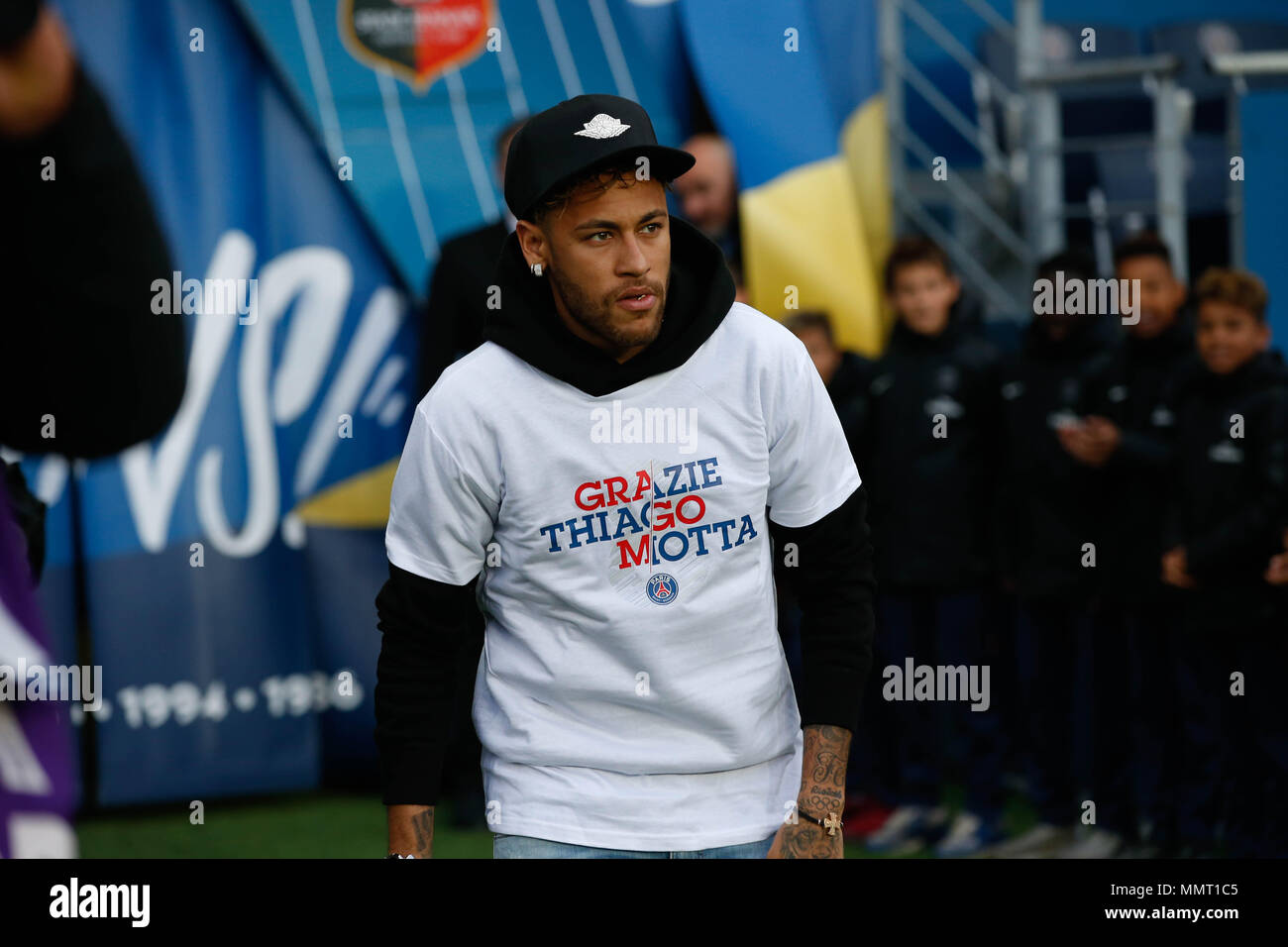 Paris, France. 12 mai 2018. Le match de football entre le Paris Saint-Germain et le Stade Rennais au Parc des Princes à Paris, le samedi 12 mai 2018 : Crédit Avenir Photos/Alamy Live News Banque D'Images