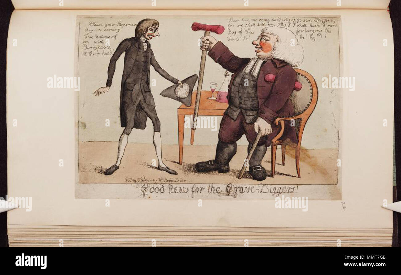 . La satire de la peur de l'invasion française, 1794-1805. (La caricature politique) de bonnes nouvelles pour grave-creuseurs. [1803 ?]. Les bibliothèques Bodleian, bonne nouvelle pour les fossoyeurs Banque D'Images