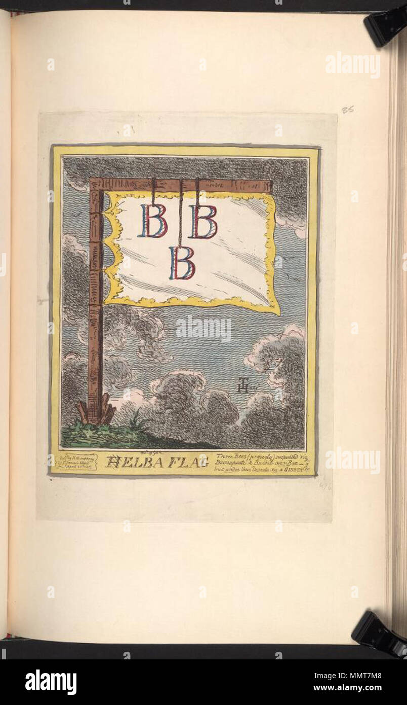 . La satire de l'exil de Napoléon à l'île d'Elbe. (La caricature politique) [H]elba drapeau. 30 avril 1815. Les bibliothèques Bodleian, Helba flag Banque D'Images