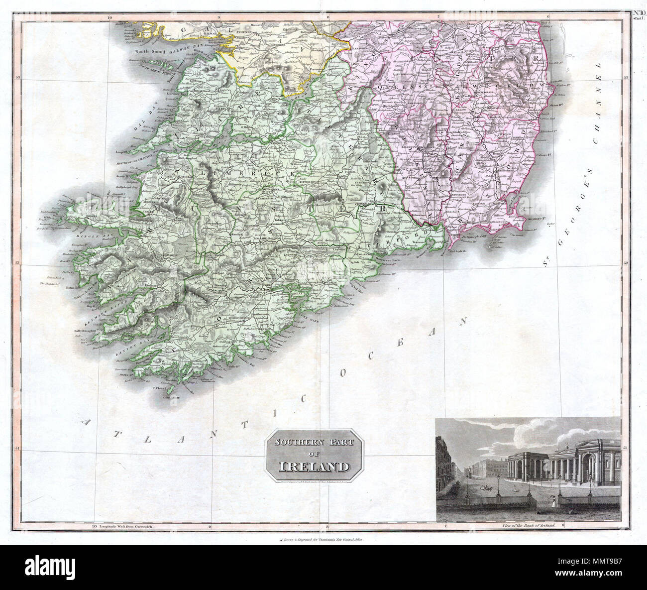 Anglais Une Ressource Rare Carte De 1814 De L Irlande Du Sud Par John Thomson Represente L Ile Du Sud De Galway Limerick Notamment Munster Cork Leister Kilkenny Et Wexford Parmi D Autres