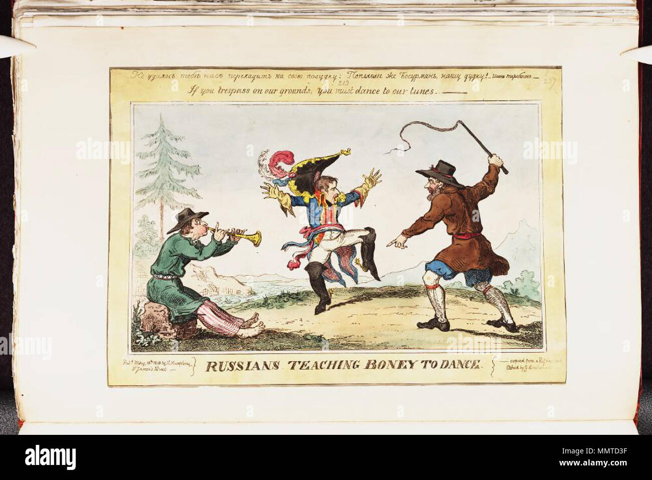 . La satire de la campagne de Russie de Napoléon. (La caricature politique) d'enseignement russes à la danse. Boney 18 mai 1813. Les bibliothèques Bodleian, enseignement de la danse à Boney russes Banque D'Images