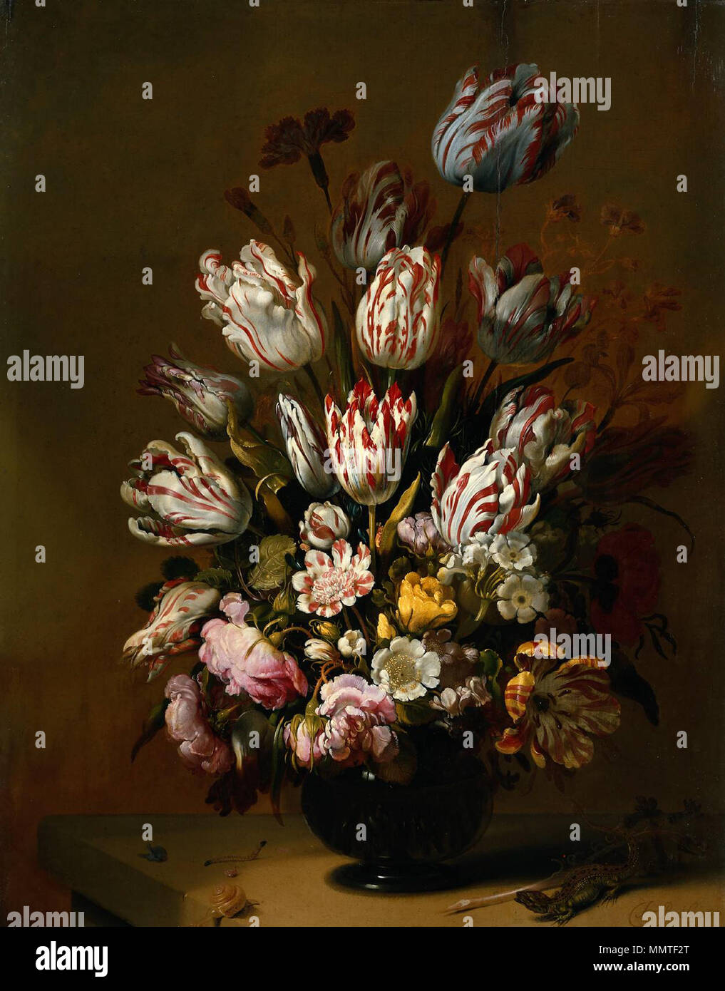 Nature morte avec fleurs.. 1639. Jean Cotelle - Stilleven rencontré bloemen Banque D'Images