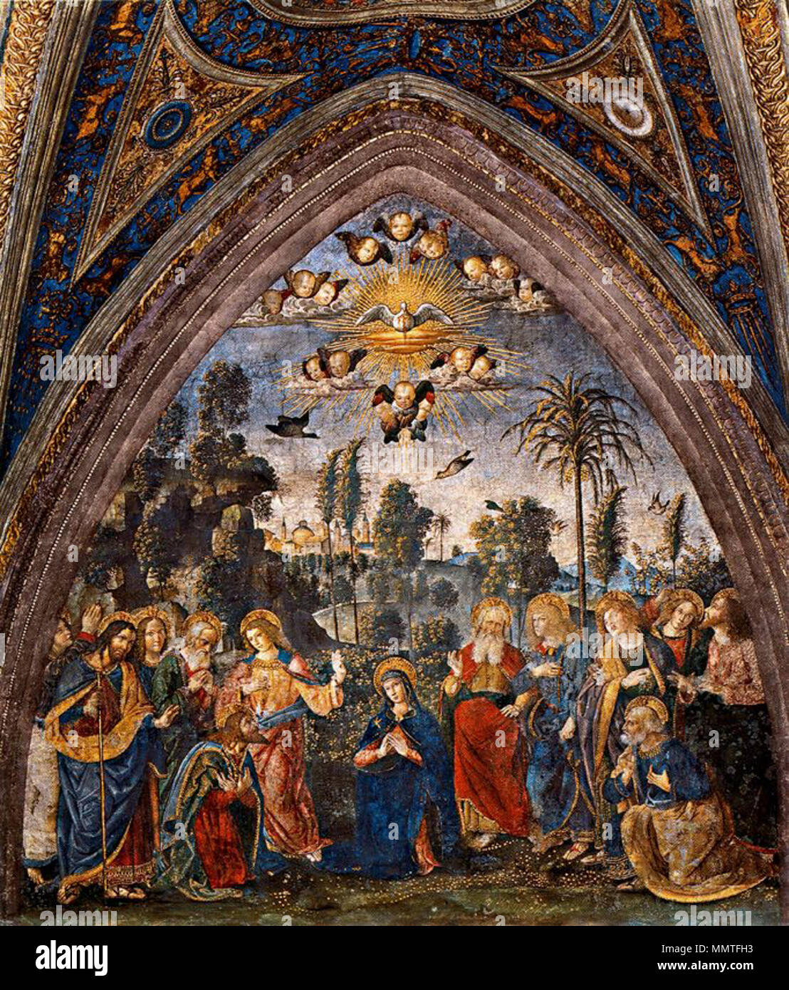 . L'Assomption de la Vierge la descente de l'Esprit Saint. Appartements Borgia en plein air, Hall des mystères de la Foi . Entre 1492 et 1494. Appartement Borgia Pinturiccio 009 Banque D'Images