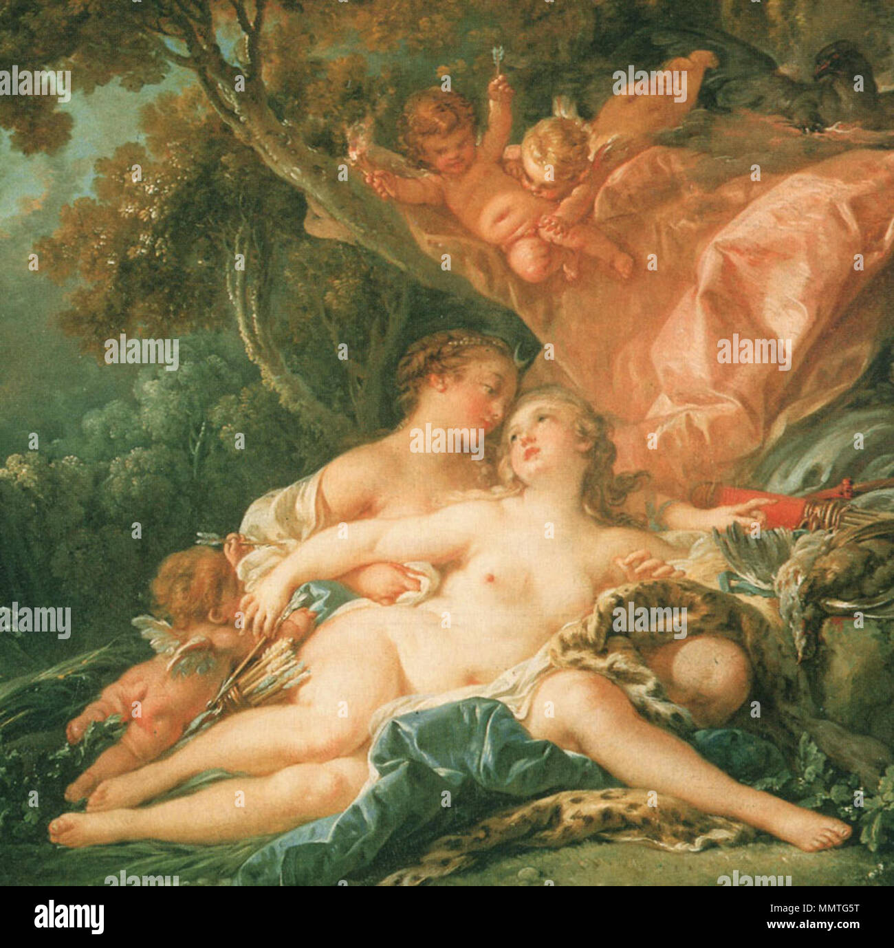 Boucher Jupiter dans le couvert de Diana, et la nymphe Callisto Banque D'Images