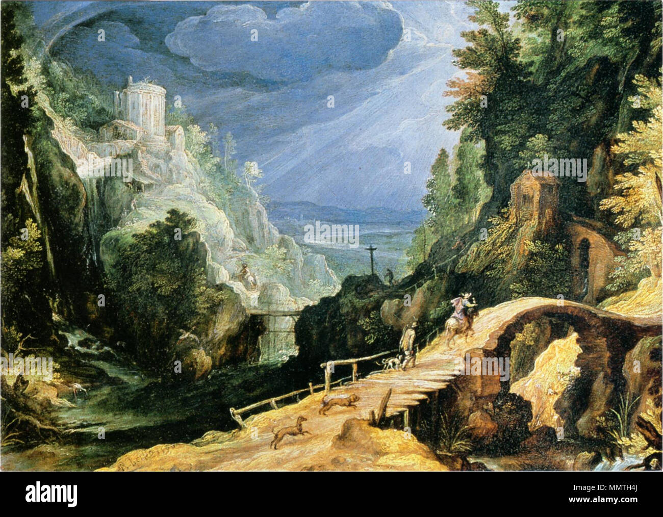 Paysage de montagne. Titre alternatif(s) : Landschaft mit Gewitterhimmel.[1]. 1599 ( ?) (1590-1599). Paul Bril 002 Banque D'Images