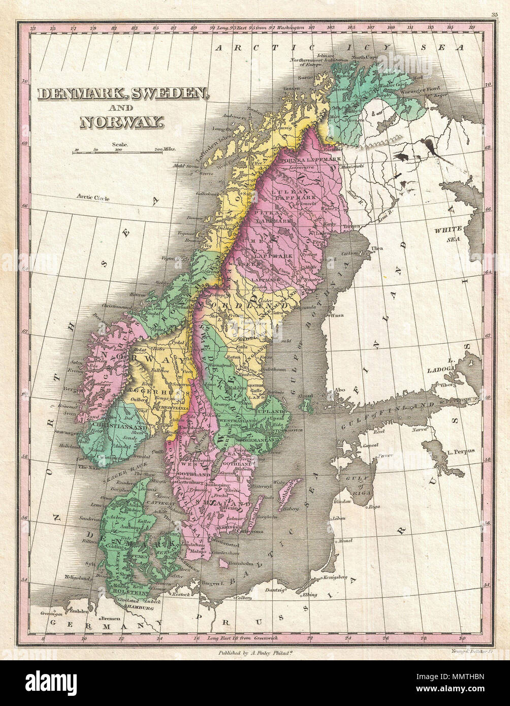 Anglais Un Bel Exemple De Finley Est Important 1827 Carte De La Scandinavie Couvre La Norvege Le Danemark Et La Suede Dans La Region De Finley S Classic Style Minimaliste Cette