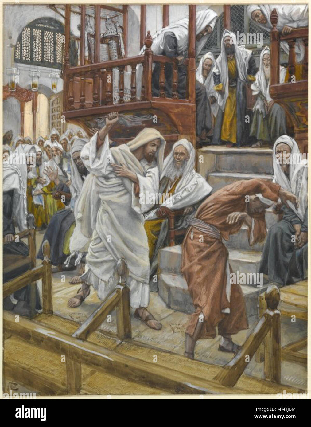 Le Musée de Brooklyn - Jésus a le pouvoir d'un homme possédé de la Synagogue (Jésus chasse un possédé de la synagogue) - James Tissot Banque D'Images