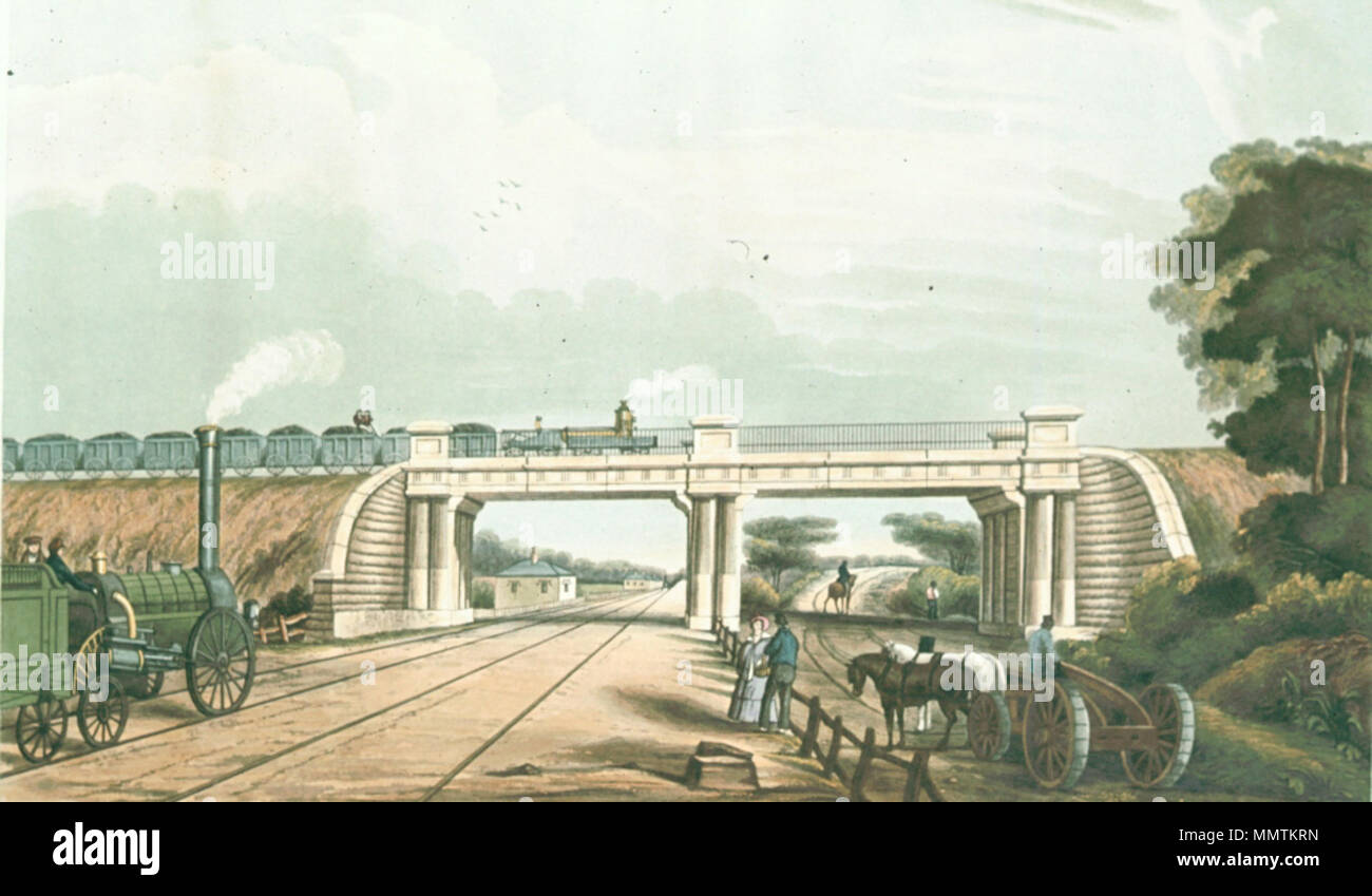 . Anglais : une vue de l'intersection où le pont St Helens et Runcorn Railway Gap ont traversé la Liverpool et Manchester Railway près de Sutton, St Helens, le premier pont de chemin de fer l'un par rapport à un autre dans le monde. Le St Helens et Runcorn Gap railway était avant tout une ligne de fret, conçu pour prendre le trafic de charbon près de St Helens au sud de la Mersey. Il a ouvert en 1833, conçu par Charles Blacker Vignoles qui avait déjà travaillé sur la ligne de Liverpool et Manchester. Il y avait aussi une jonction est/nord juste à l'est entre les deux lignes, appelé St Helens Junction. Ici Banque D'Images