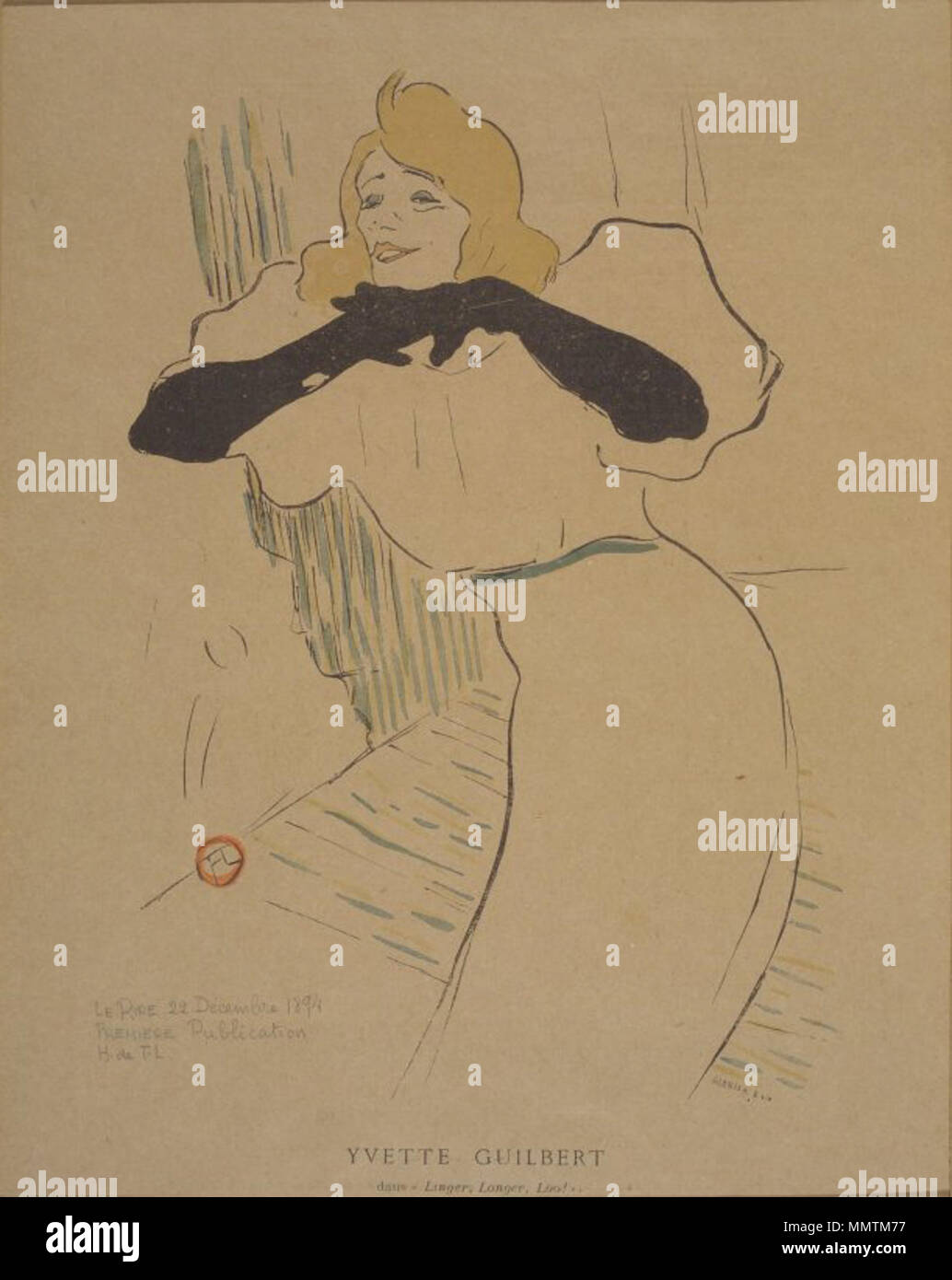 . Personne illustrée : Yvette Guilbert Yvette Guilbert. vers 1894. Le Musée de Brooklyn - Yvette Guilbert de La Rire - Henri de Toulouse-Lautrec Banque D'Images