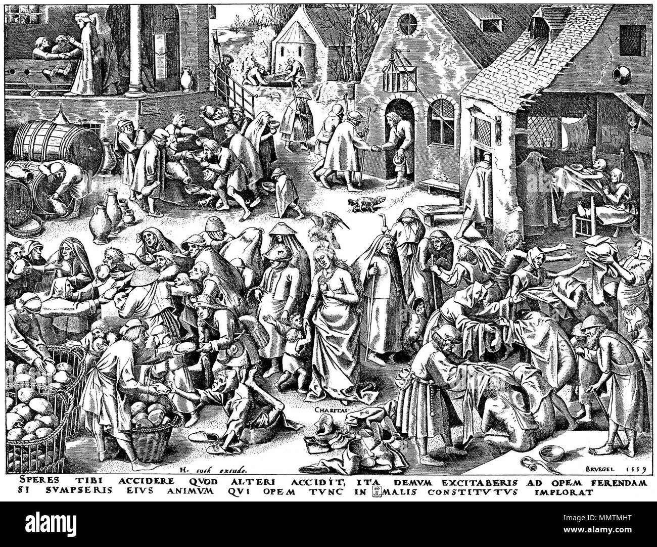 . Les sept vertus, à savoir les vertus théologales de Foi, espérance et charité et les quatre vertus cardinales de la prudence, la justice, la tempérance et la force, par Brueghel, publié par Philippe Galle. Voir aussi : Brueghel : les sept vices Deutsch : Brueghel d. Ä., Folge der "Tugenden", Die Liebe (Barmherzigkeit). . À partir de 1561 jusqu'à 1562. Pieter Brueghel l'ancien (1526/1530-1569) Noms alternatifs Pieter Breugel, Pieter Breughel, Pieter Brueghel, paysan Brueghel Description peintre flamand, dessinateur et graveur Date de naissance/décès entre 1526 et 1530 9 septembre 1569 Lieu de naissance/ Banque D'Images