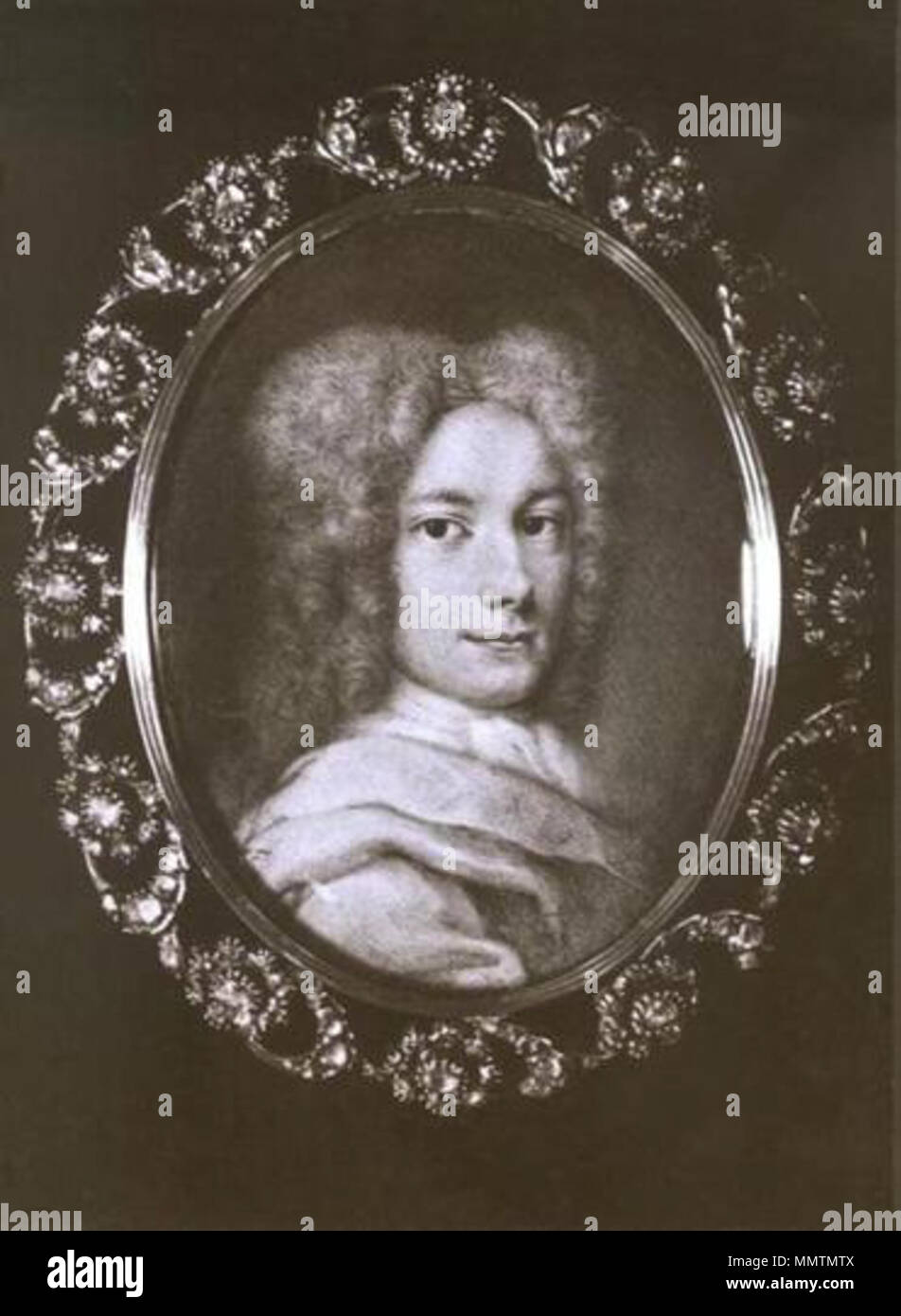 . Anglais : Photographie d'un portrait miniature de la compositrice w:Georg Friedrich Händel (1685-1759) de Christoph Platzer. Circa 1710 peint lors de Händel a été d'environ 25. La miniature a été volé à la w:DE:Händel-Haus Museum en 1948 et n'a pas été retrouvé. Voir l'http://www.museum-digital.de/san/index.php ?t =objekt&oges =2297 . 6 juillet 2014, 20:08:52. Christoph Platzer B I 065 un Platzer-monochrom Banque D'Images