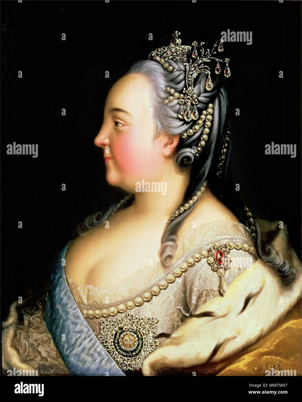 Portrait d'Elizabeth Petrovna, impératrice de Russie.. vers 1768. Elisabeth Petrovna par Heinrich Buchholz. Vers 1768. Banque D'Images