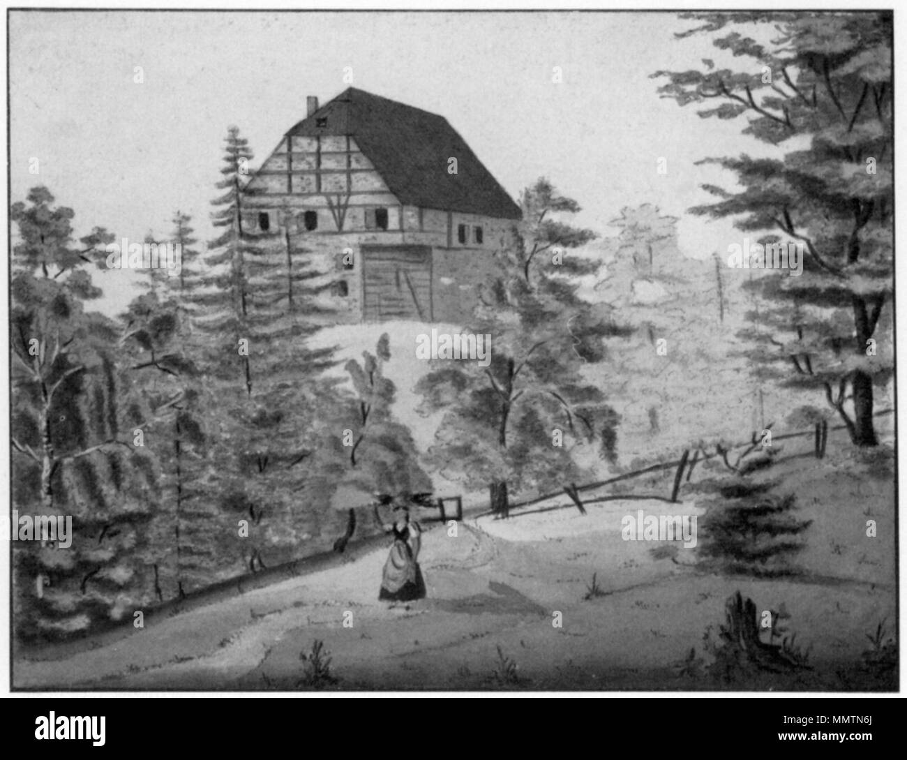 . Burg Tobel (Gemeinde Berg bei Ravensburg), später dans einen Bauernhof umgewandelt, Aquarell . 1830. Burg Tobel 1830 Banque D'Images