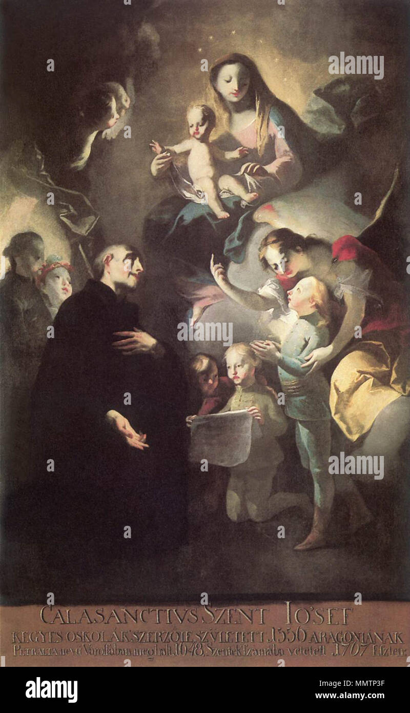 Anglais : Saint Joseph Calasantius avant la Vierge . 1767. Calasanc Banque D'Images