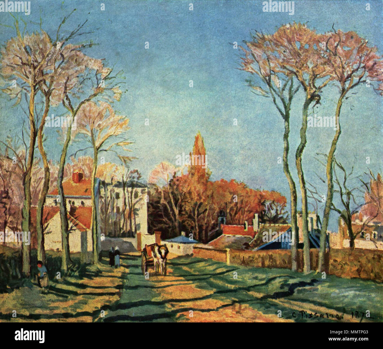Deutsch : von Dorfeingang voisins Français : Entrée du village de Voisins . 1872. Camille Pissarro 012 Banque D'Images