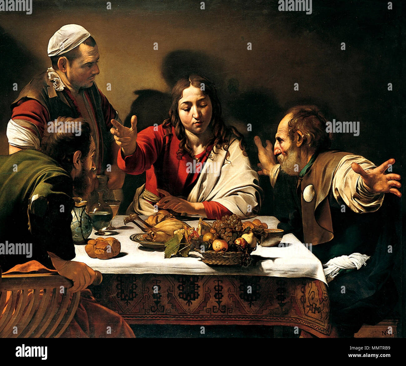 Le souper à Emmaüs. 1601. Caravaggio - Cena à Emmaüs Banque D'Images