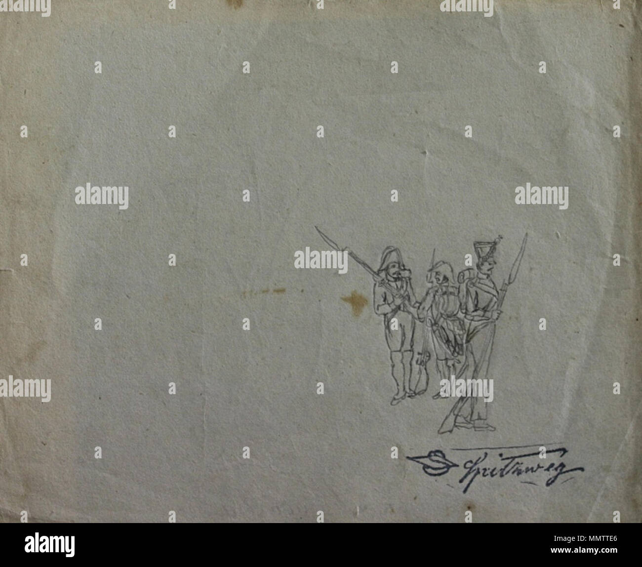 . "Oldaten-Studie", Bleistiftzeichnung auf Papier, Rückseite von 'Die Arracacha' ; Blattmaß : 17 x 22 cm . en 1885. Carl Spitzweg (1808-1885) Noms alternatifs Karl Spitzweg ; Franz Carl Spitzweg peintre et dessinateur allemand Description Date de naissance/Décès 5 Février 1808 23 septembre 1885 Lieu de naissance/décès Munich Munich Munich lieu de travail contrôle d'autorité : Q164979 : VIAF ?59091392 ISNI : ?0000 0001 2134 8215 ULAN : ?500025223 RCAC : ?n50024563 NLA : ?35517277 Soldaten-Studie WorldCat Carl Spitzweg Banque D'Images