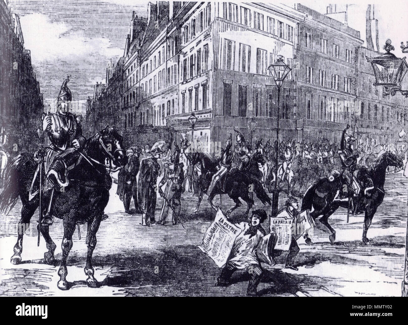 . English :-d'Allonville dans les rues de Paris, le 2 décembre 1851 Français : la cavalerie du général d'Allonville dans les rues de Paris, le 2 décembre 1851 . 1851 ou 1852. Pas de Cavalerie rues Paris (1851) Banque D'Images