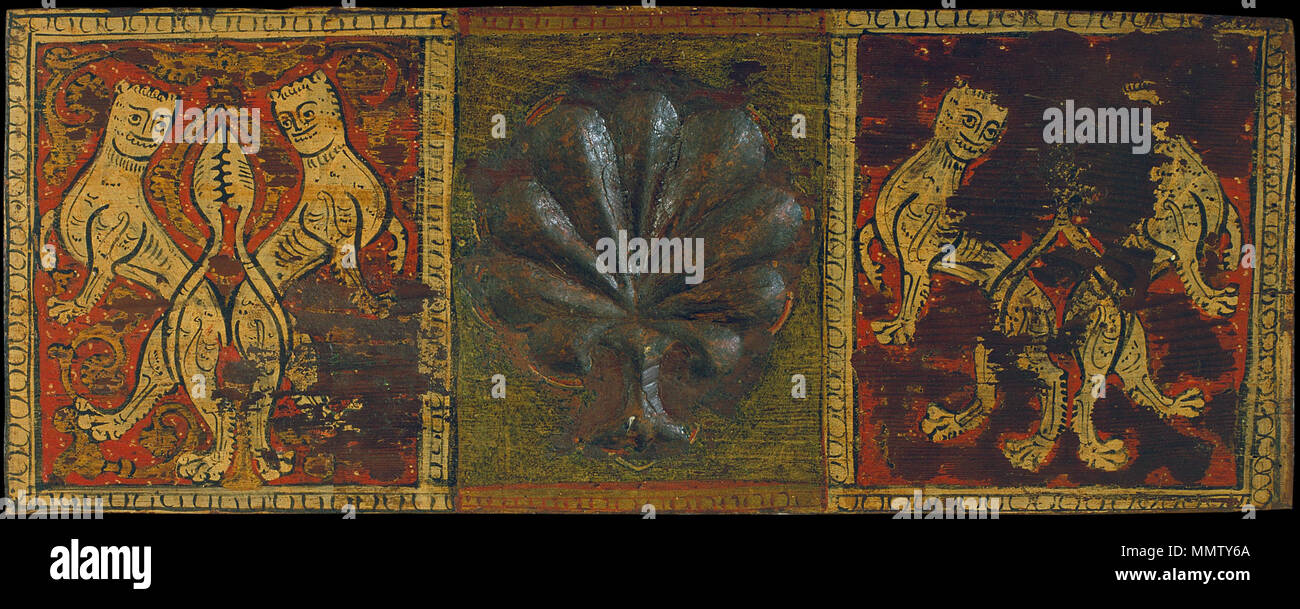 Panneau de plafond avec la feuille de palmier et d'animaux fantastiques. circa 1300. Panneau de plafond avec la feuille de palmier et d'animaux fantastiques - Google Art Project Banque D'Images