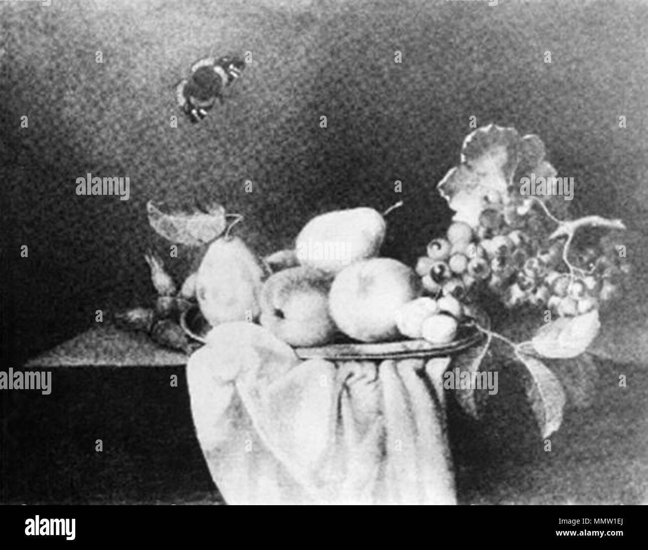 Nature morte avec fruits et un papillon.. Années 1770. La vie encore Henri Fantin-Latour Banque D'Images