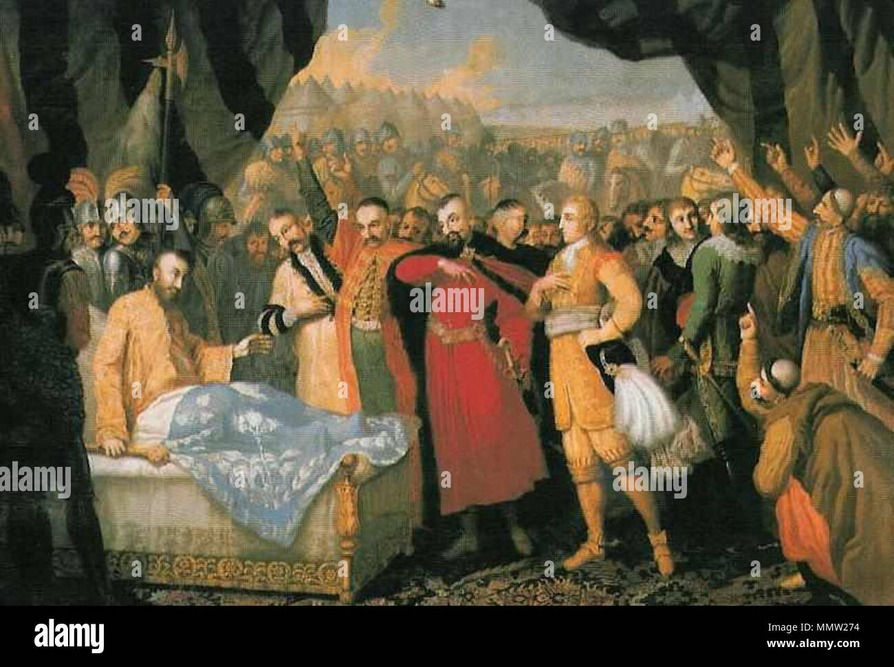 La mort de Chodkiewicz dans son campement à Khotin.. 1806. Décès Chodkiewicz Banque D'Images