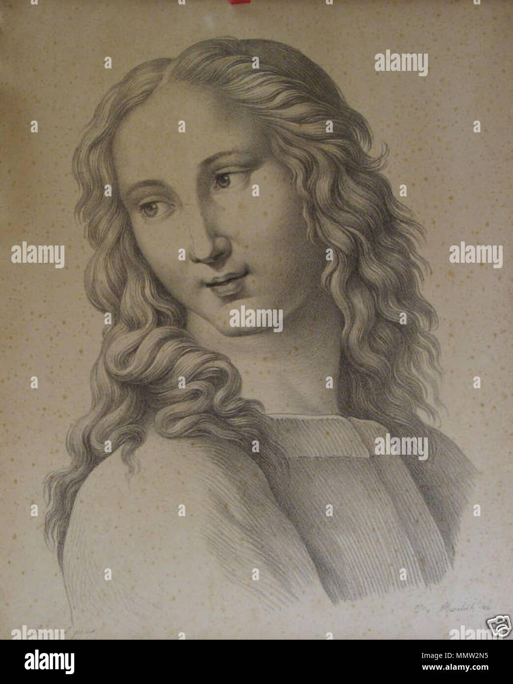 . Anglais : Tête de femme. Papier, 500 mm x 350 mm. Après une gravure Raffael. La lithographie par Johann Christian von Mannlich. Imprimé en oeuvres Lithographiques, série 11.5, Munich 1811 Deutsch : Weiblicher Kopf. Papier, 500 mm x 350 mm. Mischtechnik nach Raffael. Lithographie von Johann Christian von Mannlich. Gedruckt dans Oeuvres Lithographiques, Serie 11.5, München 1811 . 1811. Photo par Karl Thygesen Christian Mannlich Weiblicher Kopf 1811 Banque D'Images . Anglais : Tête de femme. Papier, 500 mm x 350 mm. Après une gravure Raffael. La lithographie par Johann Christian von Mannlich. Imprimé en oeuvres Lithographiques, série 11.5, Munich 1811 Deutsch : Weiblicher Kopf. Papier, 500 mm x 350 mm. Mischtechnik nach Raffael. Lithographie von Johann Christian von Mannlich. Gedruckt dans Oeuvres Lithographiques, Serie 11.5, München 1811 . 1811. Photo par Karl Thygesen Christian Mannlich Weiblicher Kopf 1811 Banque D'Images