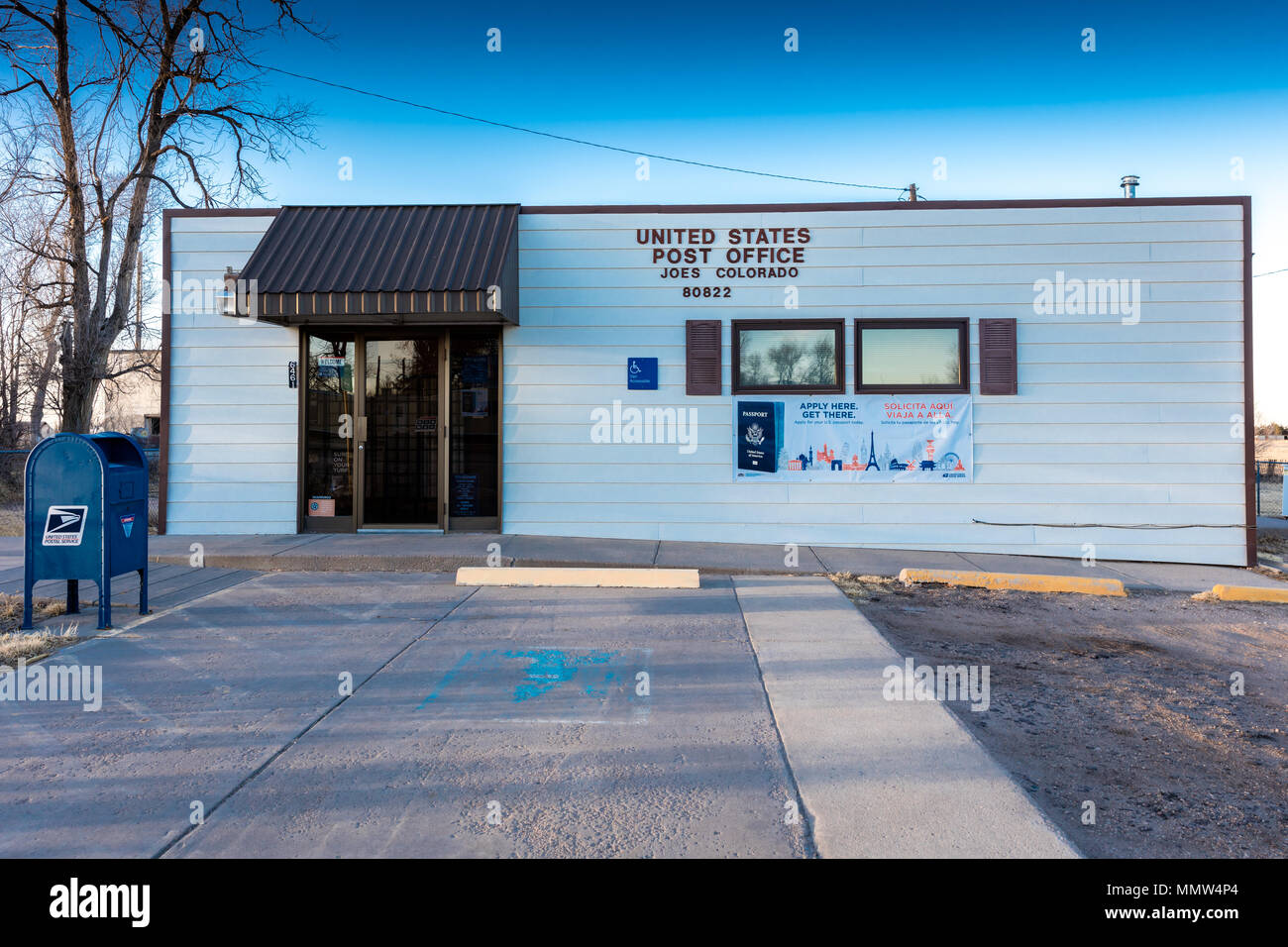 Nous joindre Bureau de poste à Joes Colorado, 80822 Code postal, une petite ville près de l'autoroute 36, de l'est du Colorado Banque D'Images
