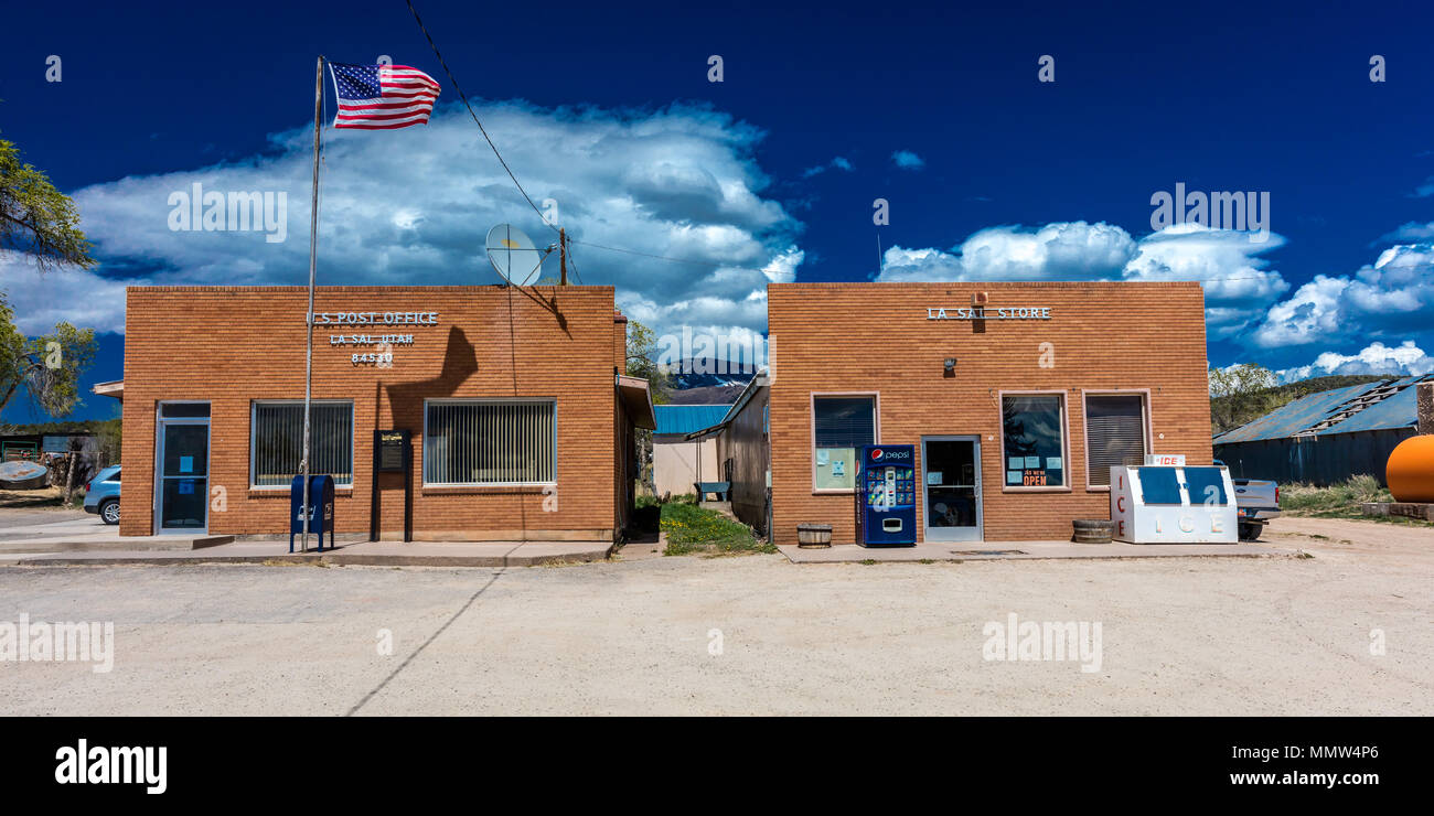 La Sal Utah US Post Office, code postal 84530, une petite ville dans les Rocheuses, près de la frontière du Colorado Banque D'Images