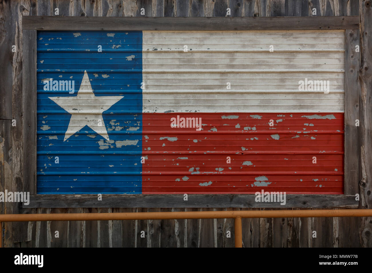 6 mars 2018 - PAVILLON DE L'ÉTAT DU TEXAS - Texas "Lone Star" sur le côté du pavillon sur bar, Texas Banque D'Images