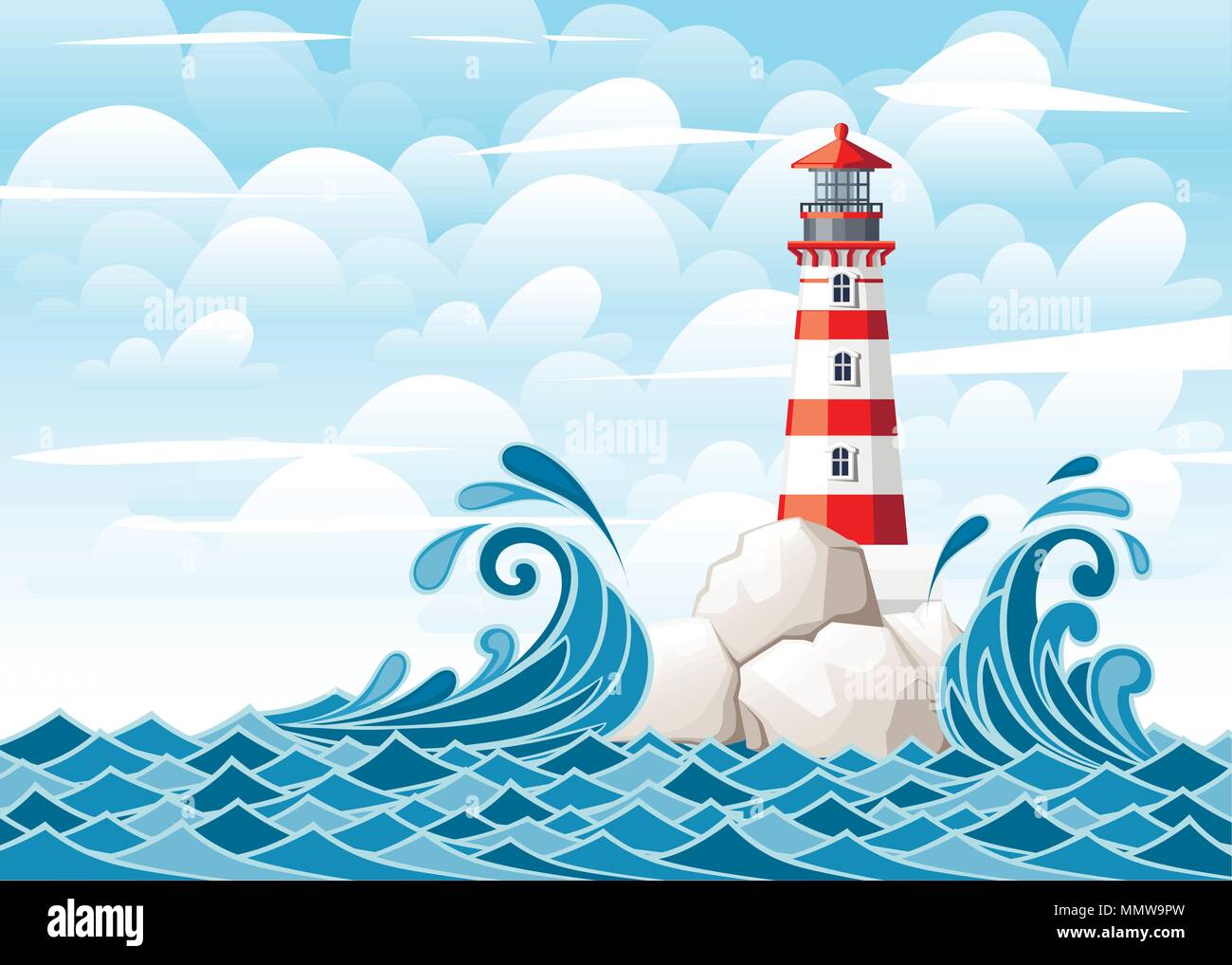 https://c8.alamy.com/compfr/mmw9pw/mer-agitee-avec-le-phare-sur-l-ile-de-pierres-de-roche-nature-ou-conception-navale-style-plat-vector-illustration-avec-ciel-et-nuages-de-fond-mmw9pw.jpg