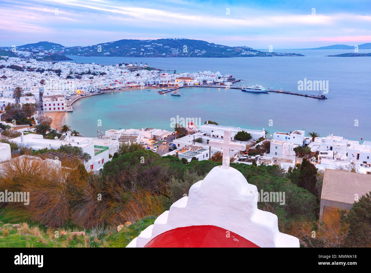 La ville de Mykonos, Mykonos Chora sur island, Grèce Banque D'Images