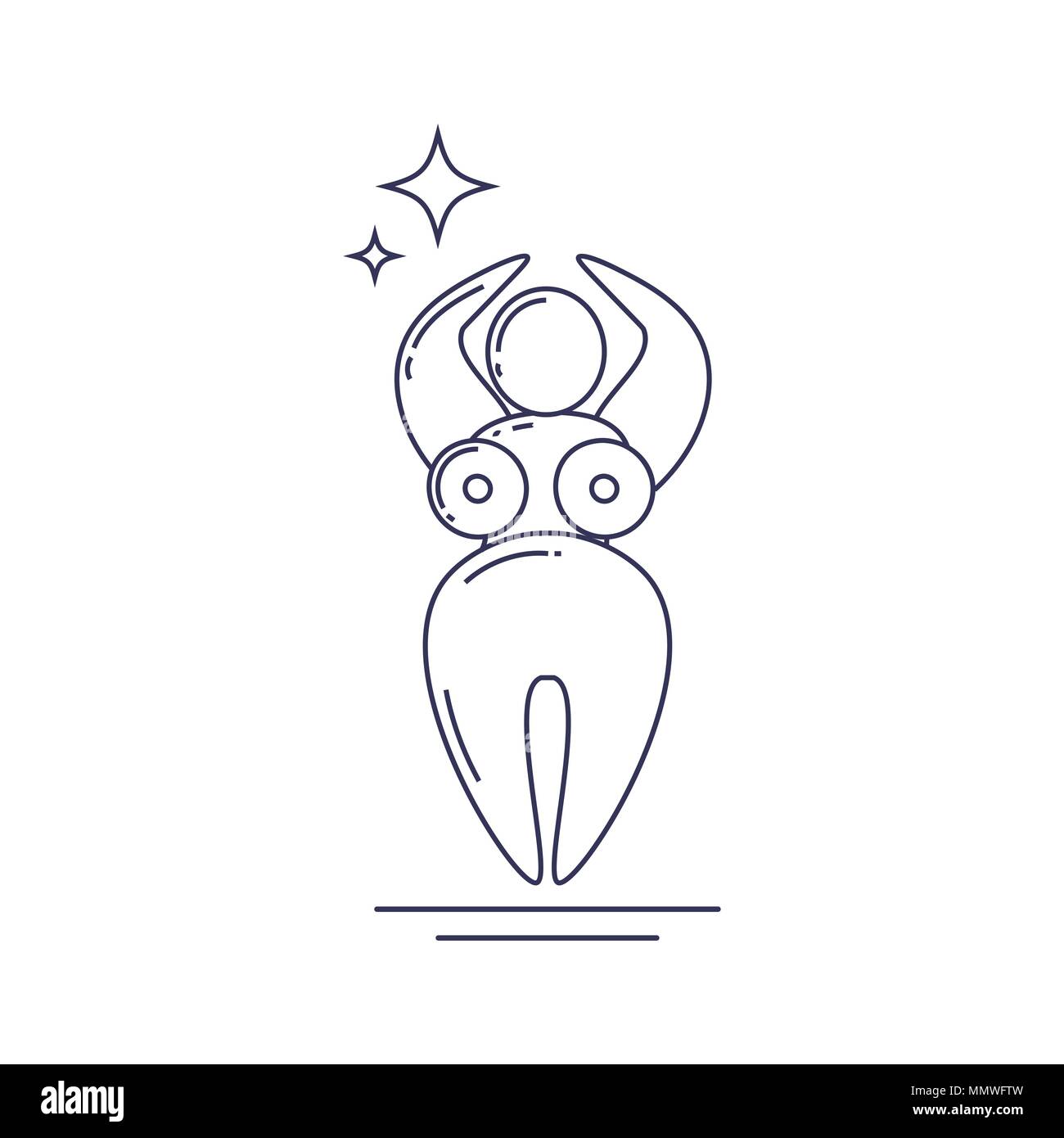 Vector illustration dans un style d'art de la ligne d'une Déesse féminine, connu sous le nom de notre mère la Terre, Vénus paléolithique, figurine, Anima Mundi ou wiccane Gaia. Illustration de Vecteur