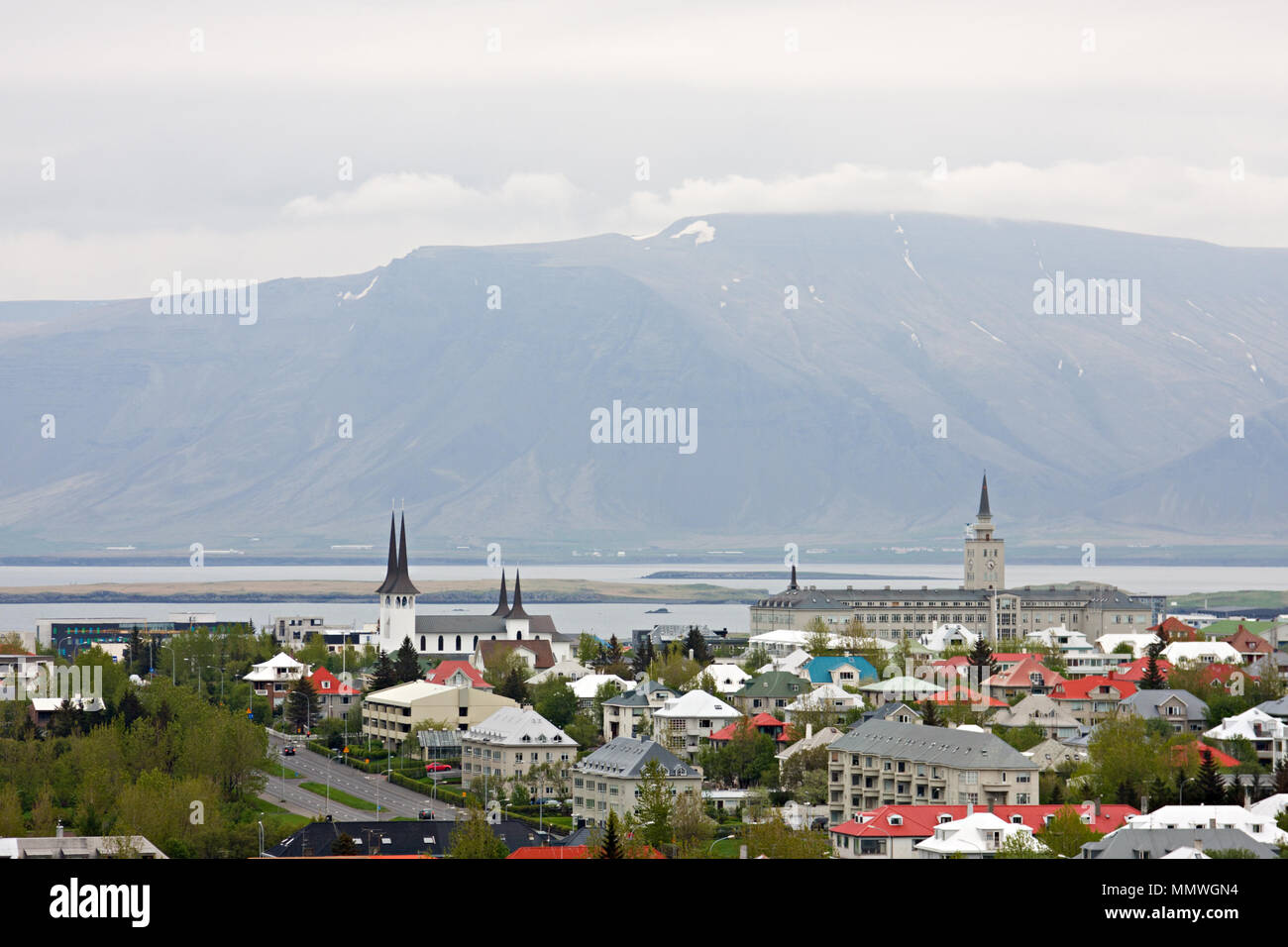 La capitale de l'Islande avec un temps gris. Banque D'Images