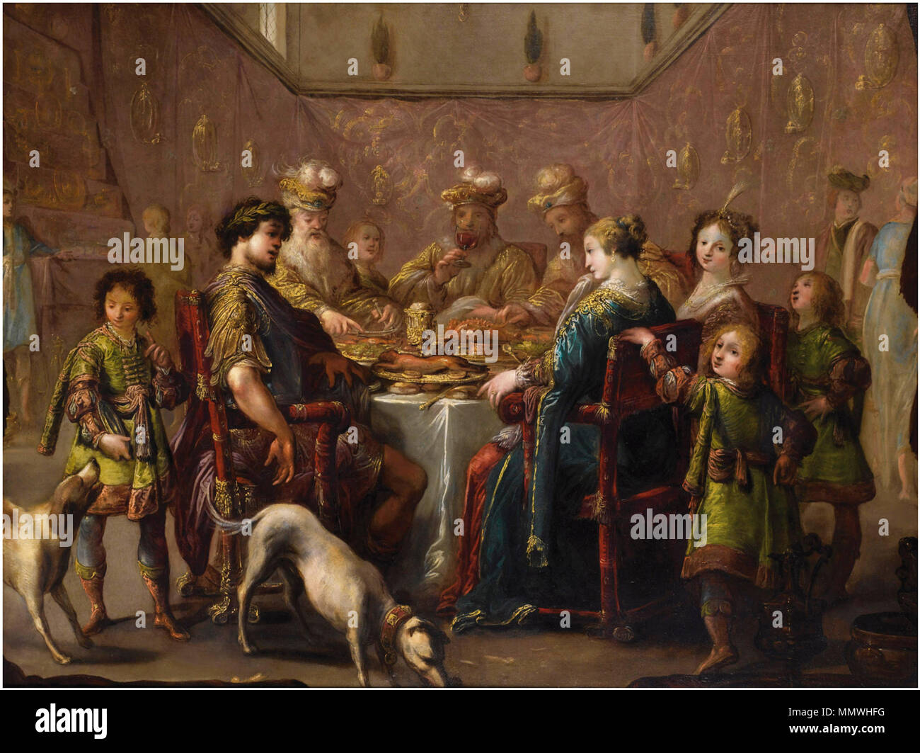 Scène du banquet. Entre 1630 et 1640. Claude Vignon - Scène de banquet Banque D'Images