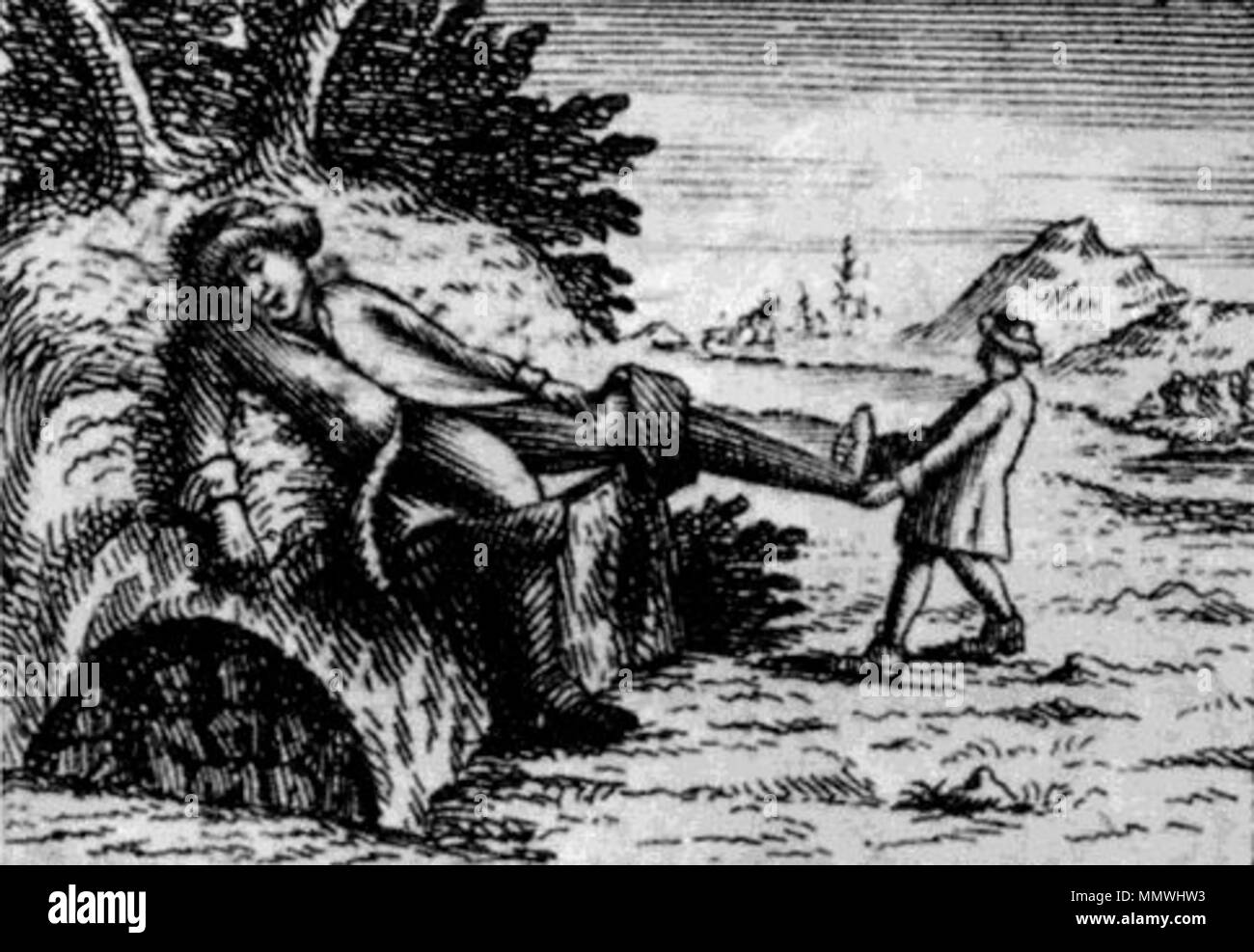 . Illustration pour 'Le Petit Poucet' dans la première 1697 à la editione Contes Clouzier - 1697 - Le Petit Poucet Banque D'Images