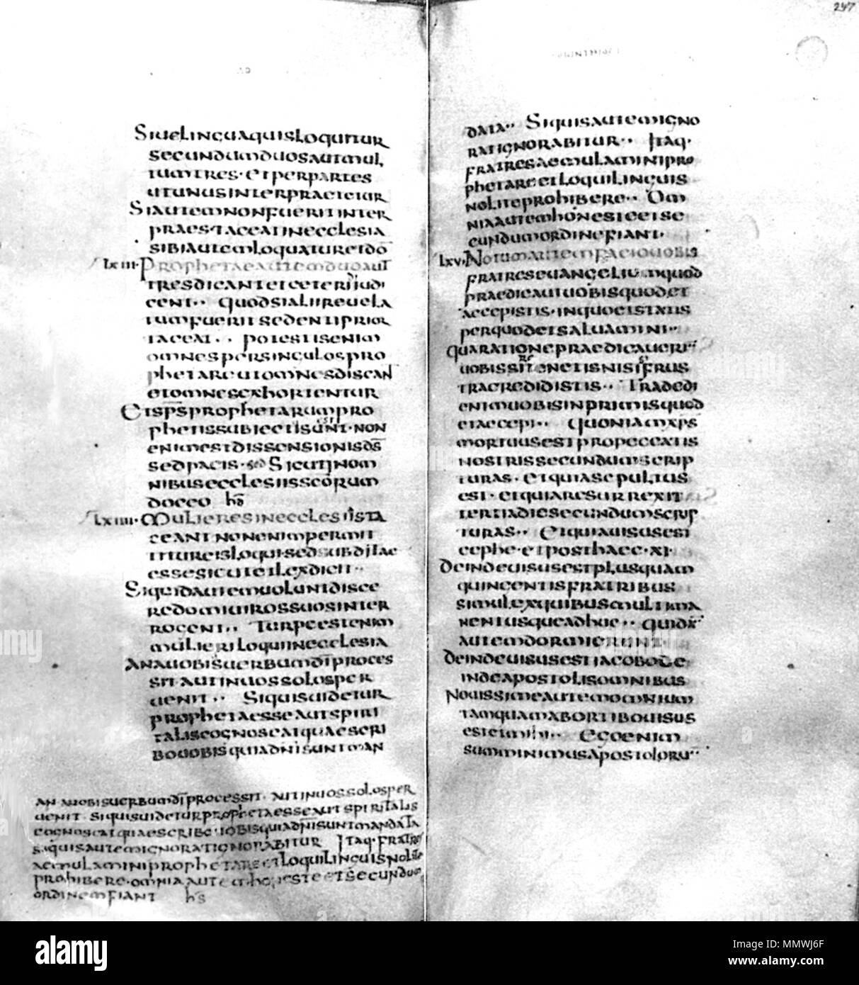 . Anglais : Codex Fuldensis, l'un des plus vieux manuscrit daté entre 541 et 546 .. il a été écrit sur l'ordonnance l'Évêque Victor Codex Fuldensis 296-297 Banque D'Images