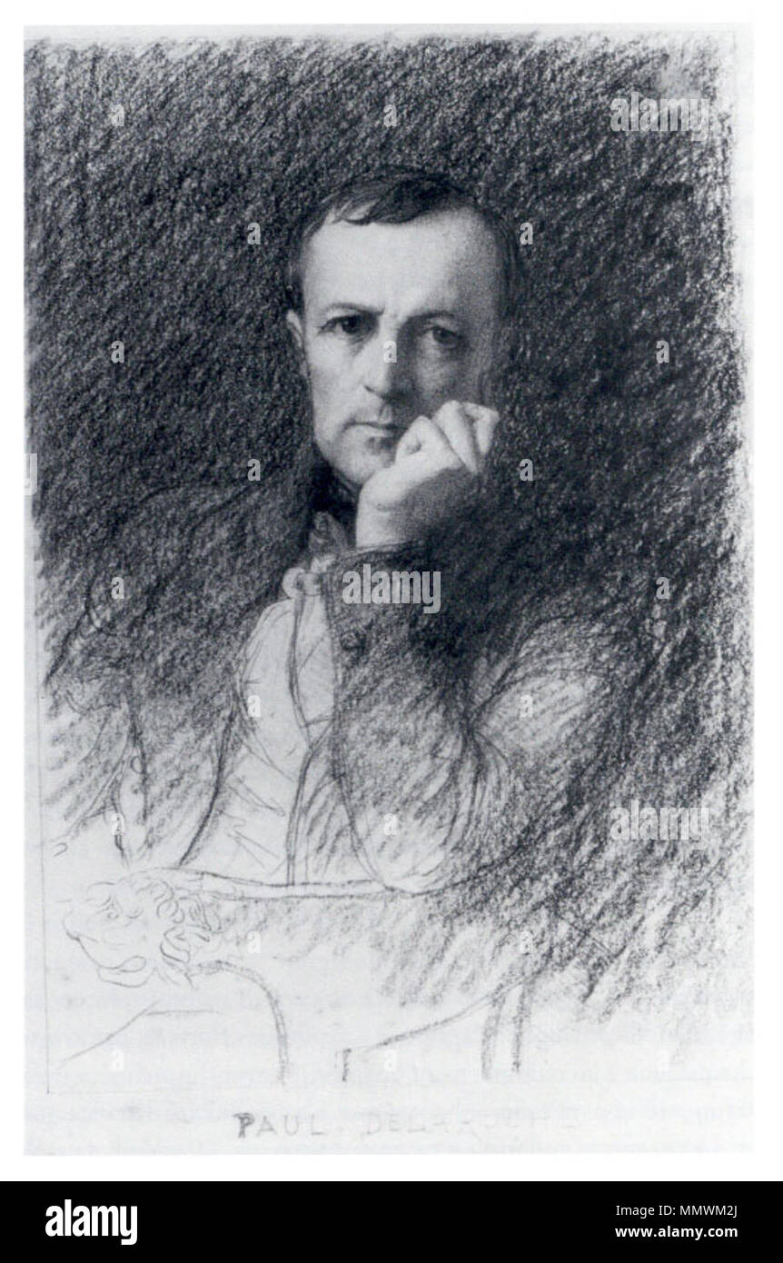 L'auto-portrait. 19e siècle. Paul Delaroche - Self-portrait Banque D'Images