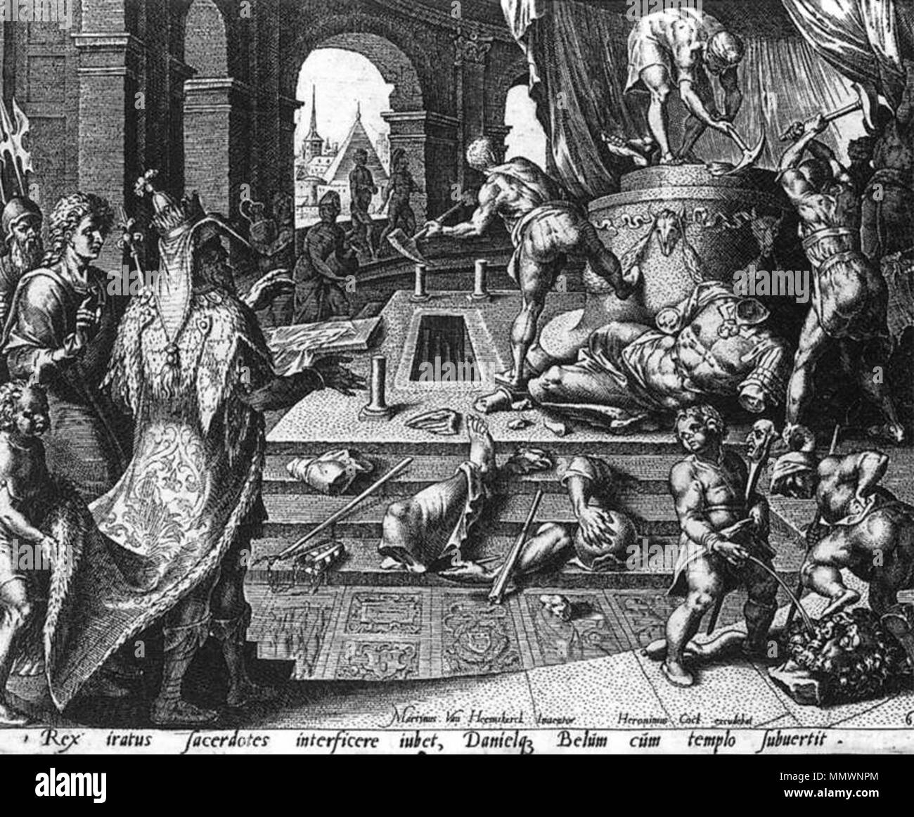 Destruction de la Statue de Bel. 1565. Cornelis Cort - la destruction de la Statue de Bel - WGA5358 Banque D'Images