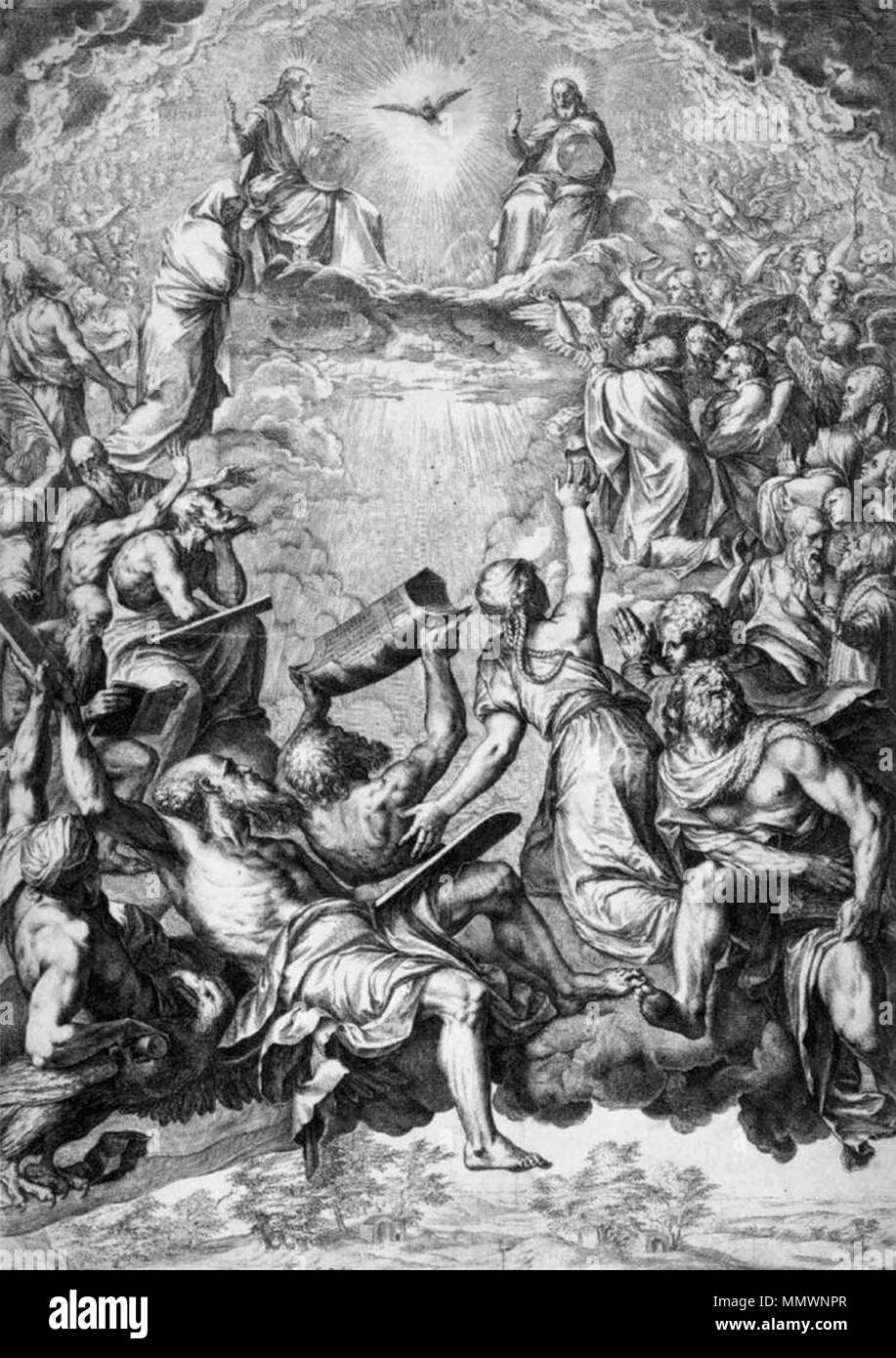 La Trinité en gloire. 1566. Cornelis Cort - La Trinité en gloire - og5119 WGA Banque D'Images La Trinité en gloire. 1566. Cornelis Cort - La Trinité en gloire - og5119 WGA Banque D'Images